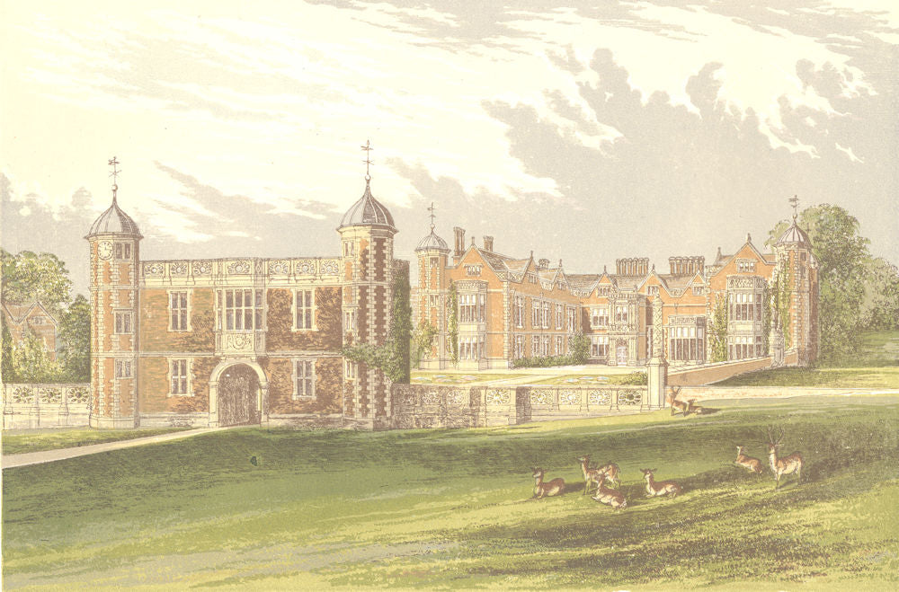 CHARLECOTE, Stratford-on-Avon, Warwickshire (Lucy) 1890 old antique print